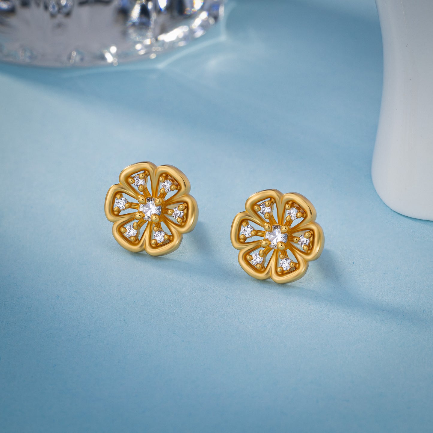 white blossom earrings