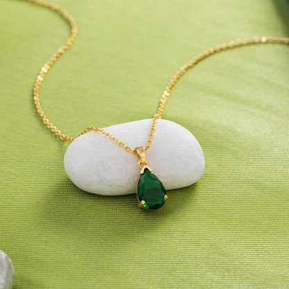 Golden Necklace with a Small Stone