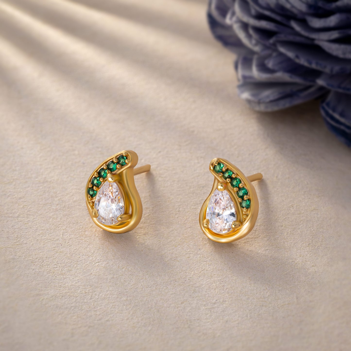 green raindrop elegance studs