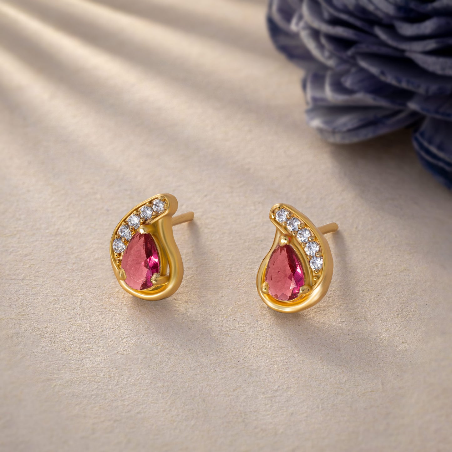 earring_red stone_golden_1