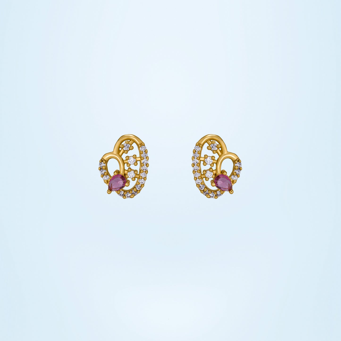 pair of golden earrings with diamonds