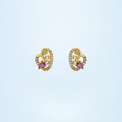 Pair of Golden Earrings with Diamonds