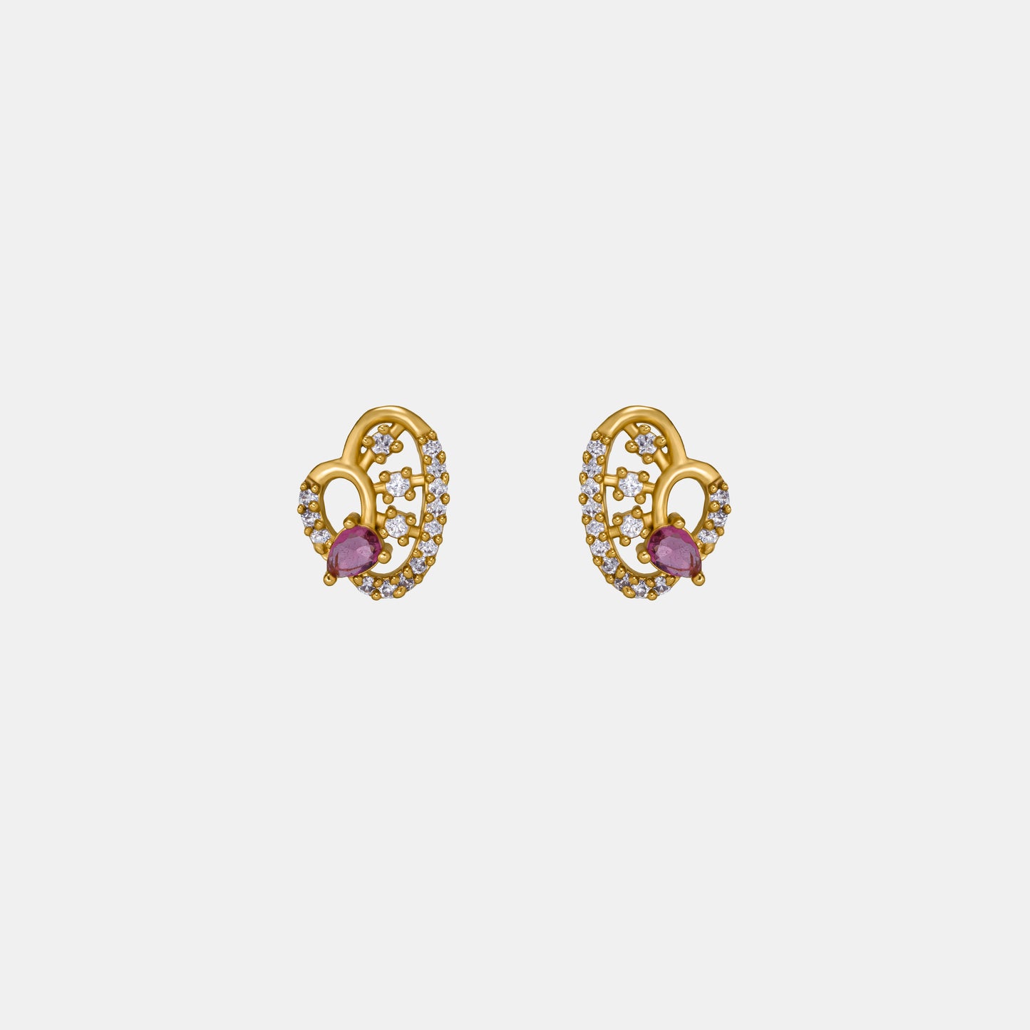 pair of golden earrings with diamonds