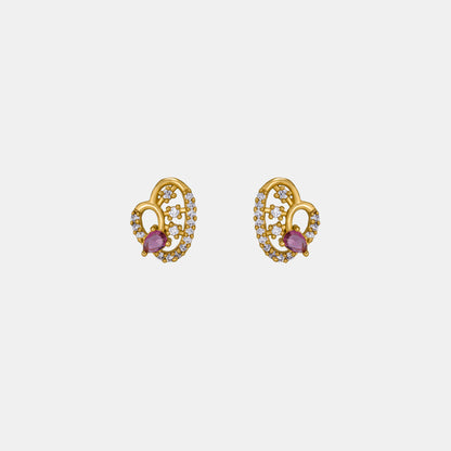 Pair of Golden Earrings with Diamonds