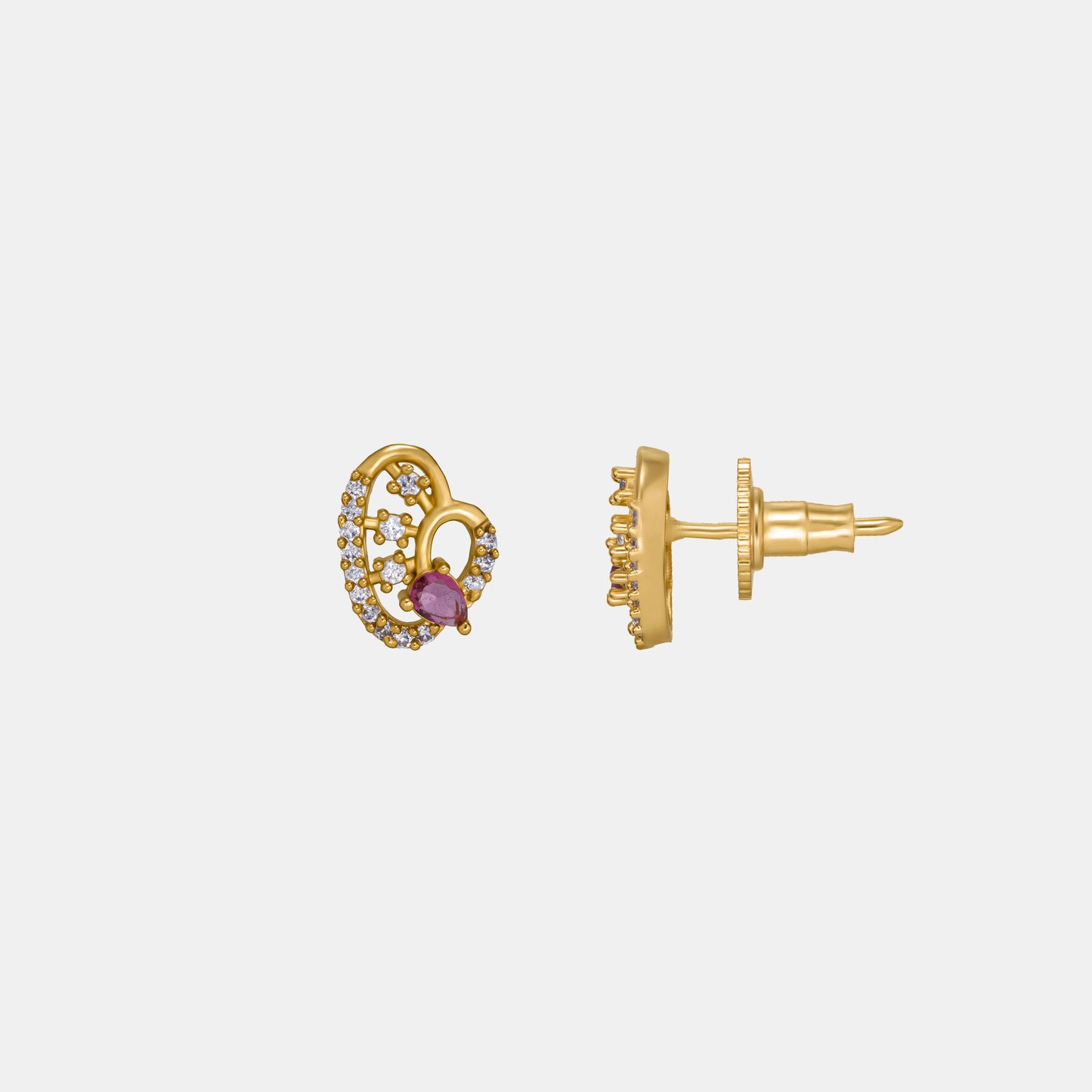 pair of golden earrings with diamonds