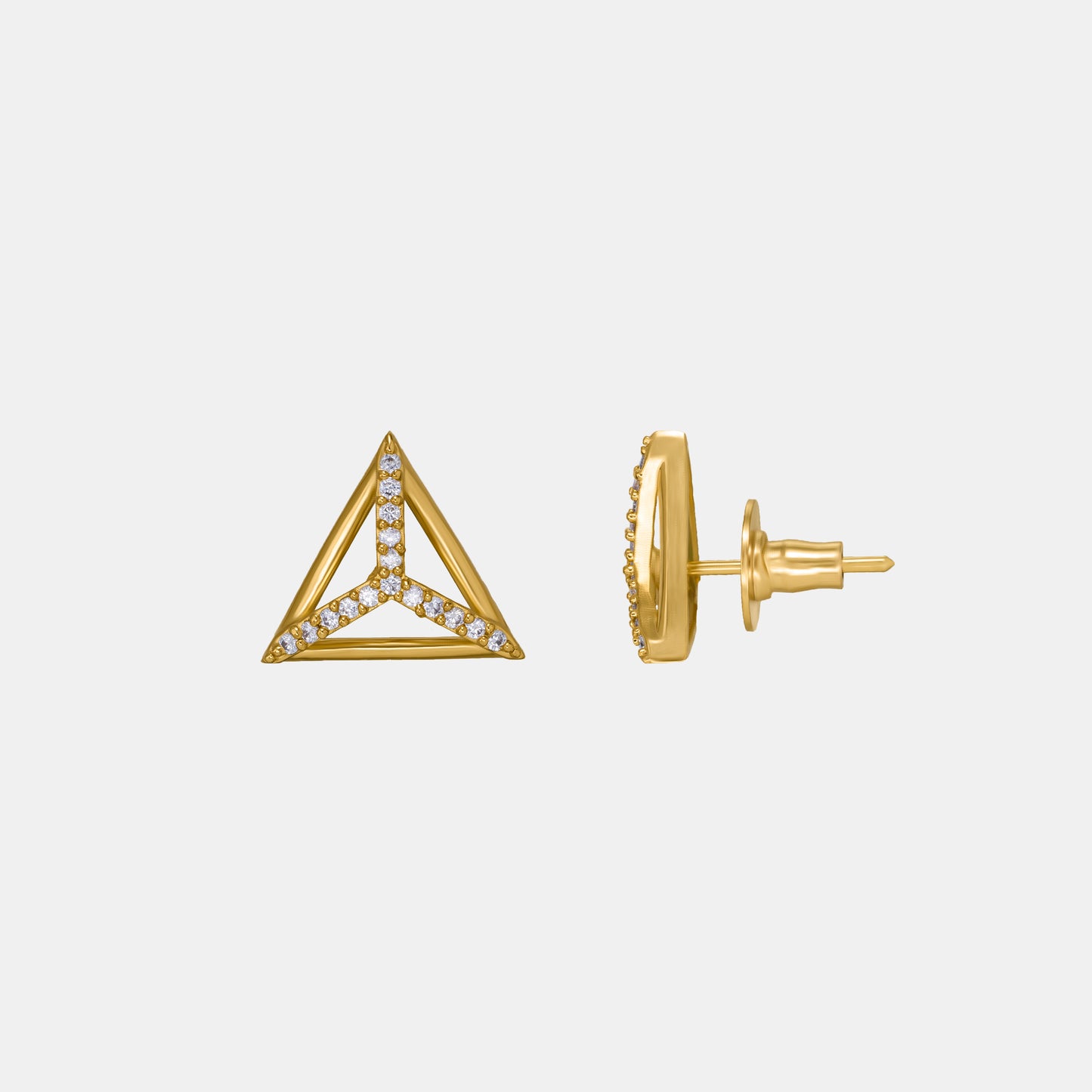 pair of golden earrings with diamonds