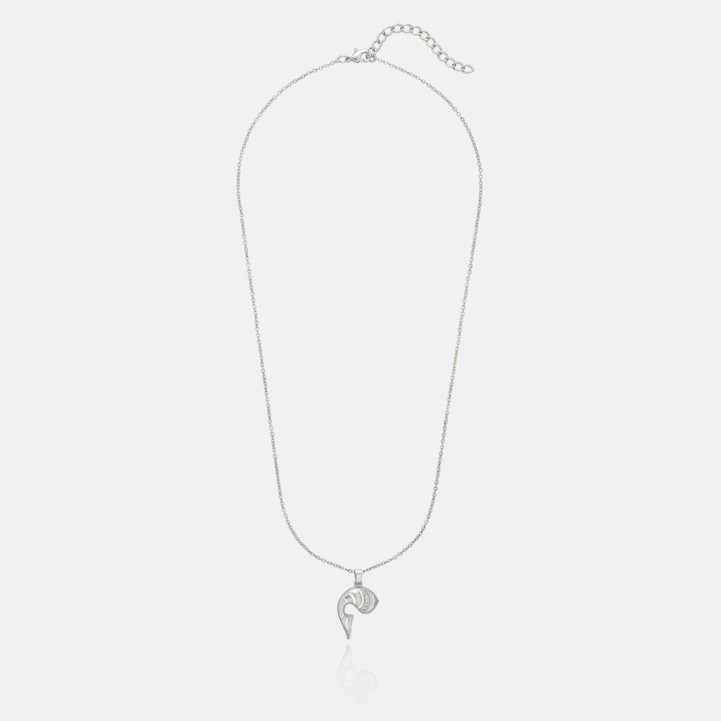 silver necklace with a diamond pendant