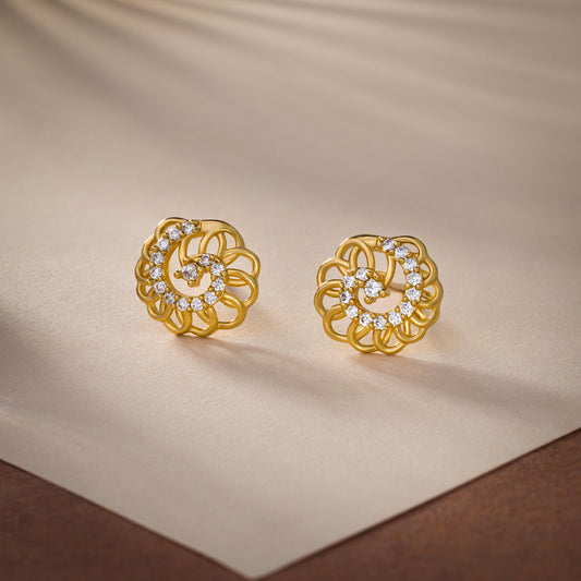 Pair of Golden Earrings with Diamonds