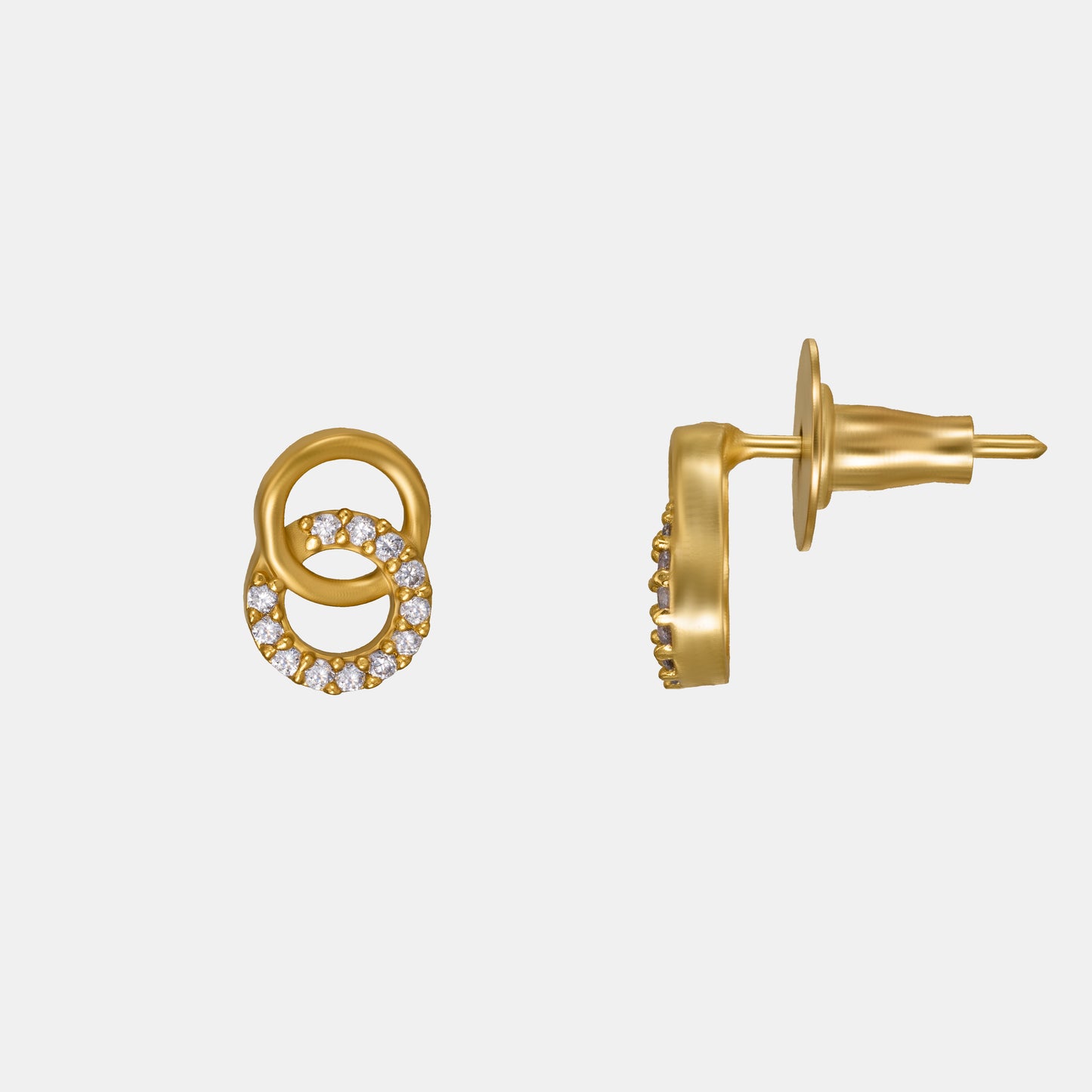 pair of golden earrings with diamonds