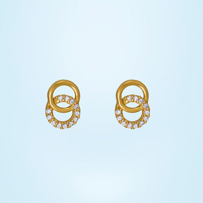 Pair of Golden Earrings with Diamonds