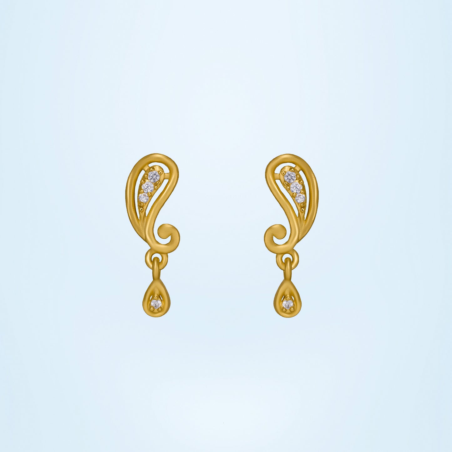 pair of golden earrings with diamonds