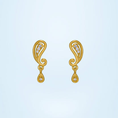 Pair of Golden Earrings with Diamonds