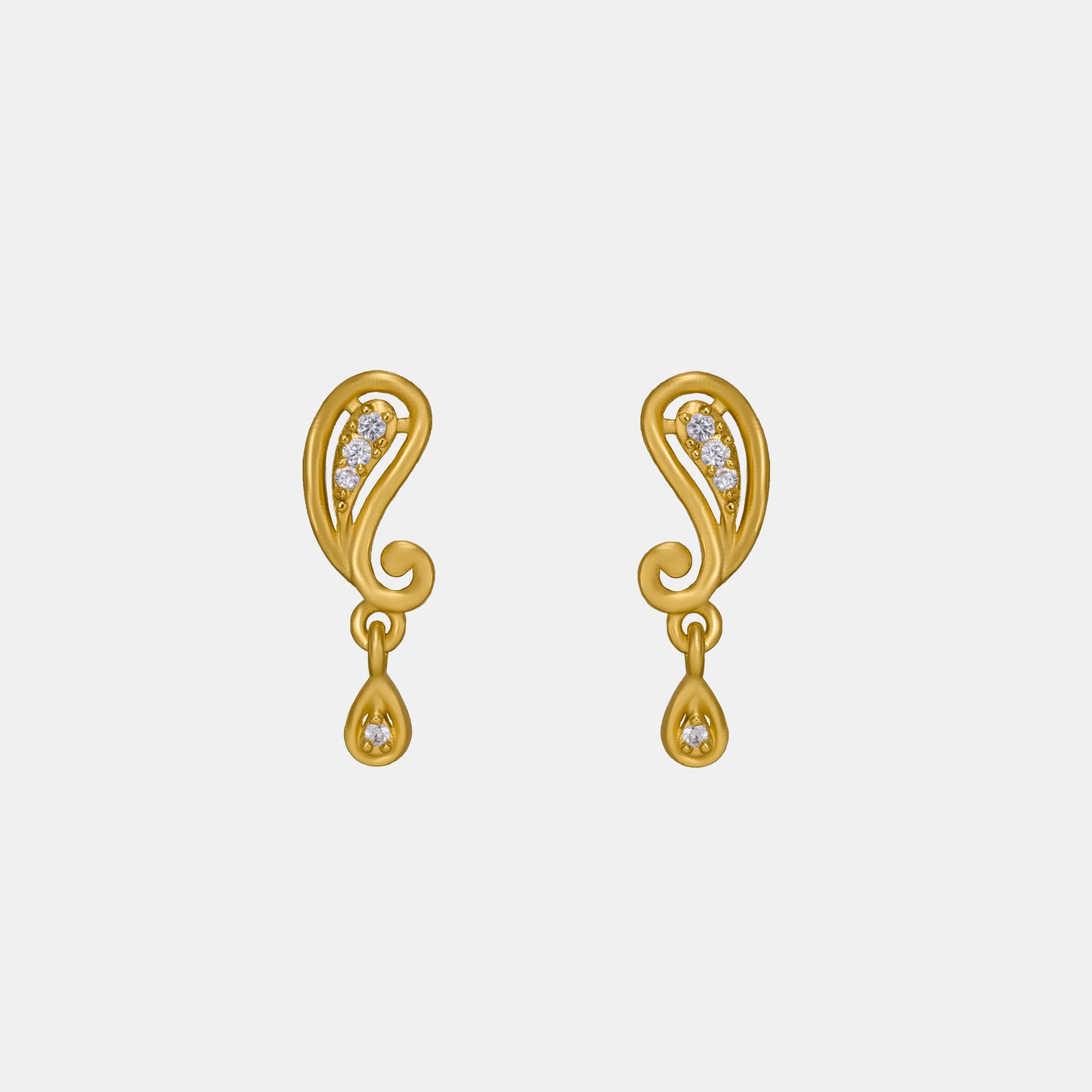 pair of golden earrings with diamonds