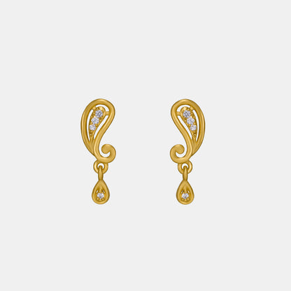 Pair of Golden Earrings with Diamonds