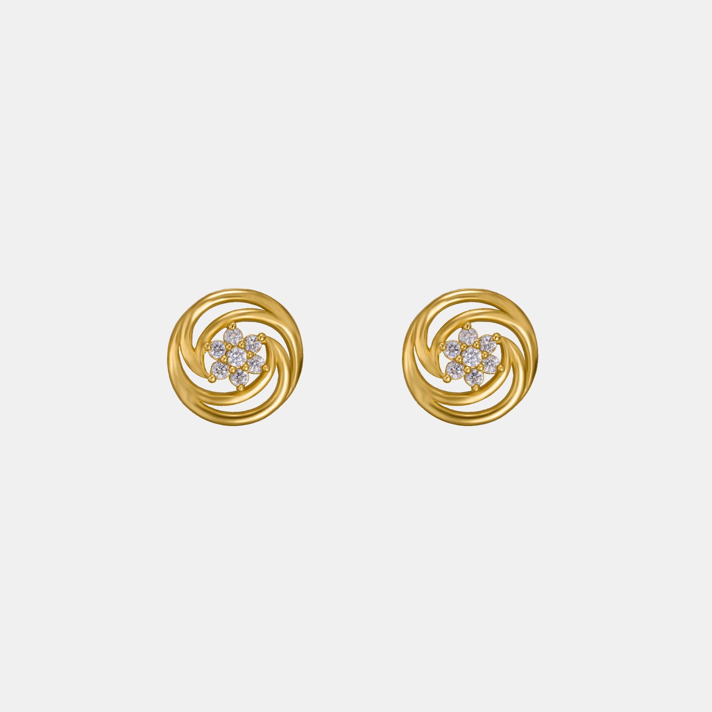 pair of golden earrings with diamonds