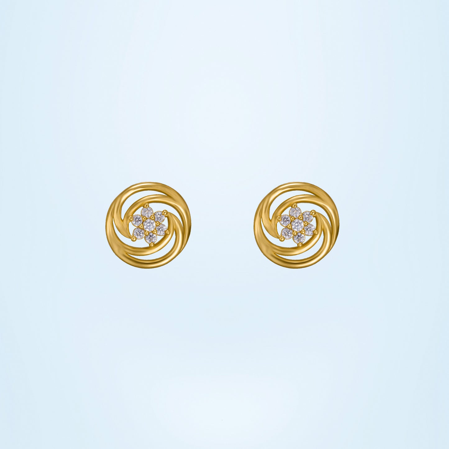 pair of golden earrings with diamonds