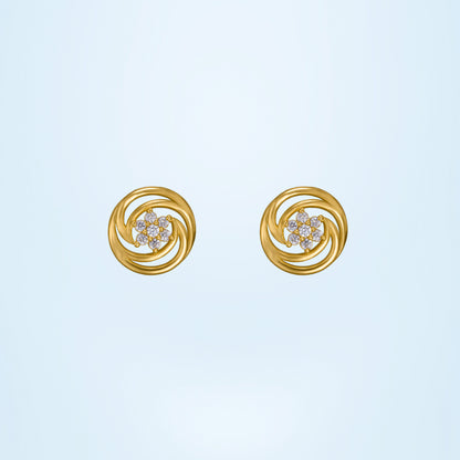 Pair of Golden Earrings with Diamonds