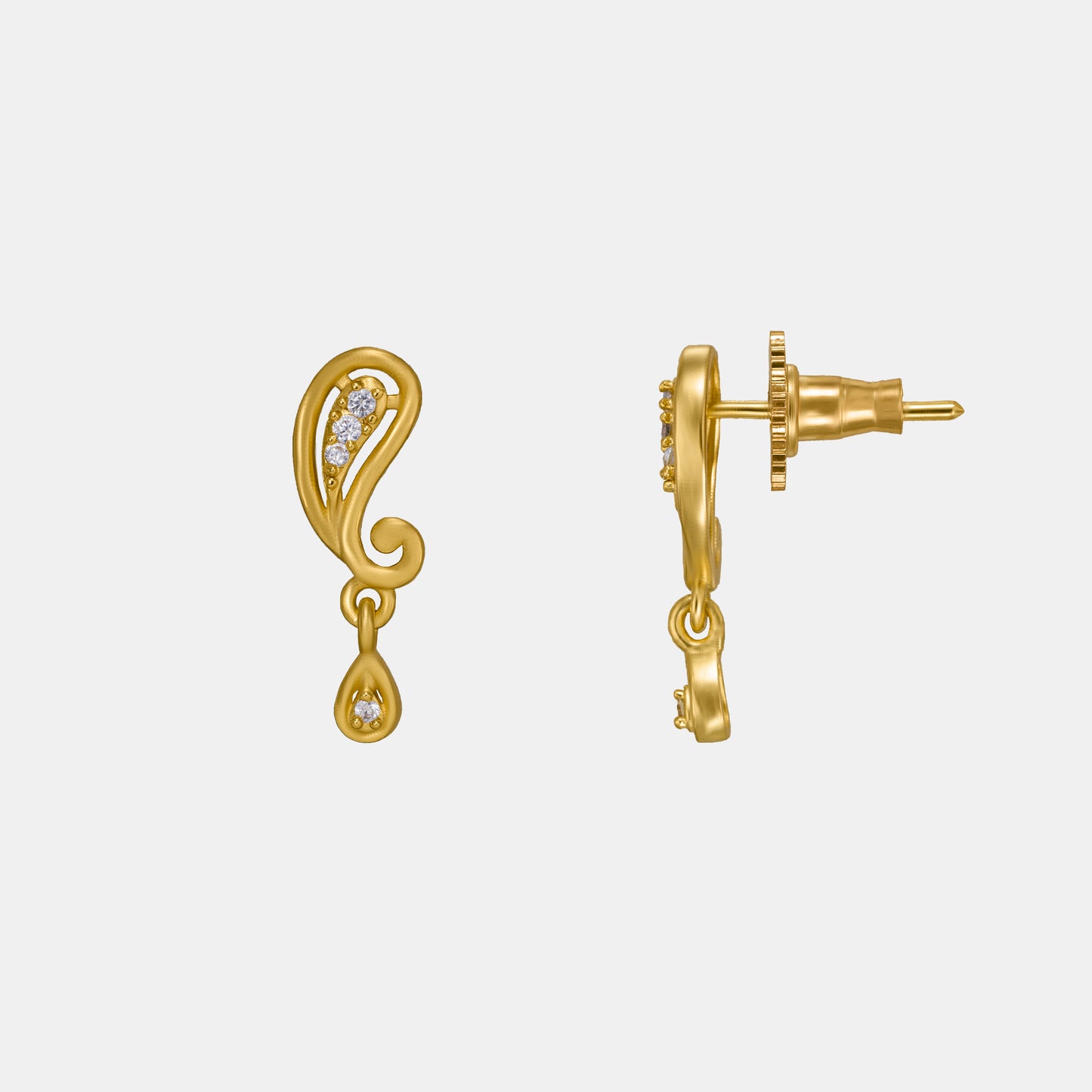 pair of golden earrings with diamonds