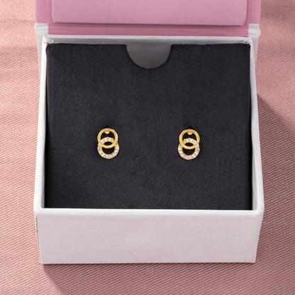 Pair of Golden Earrings with Diamonds