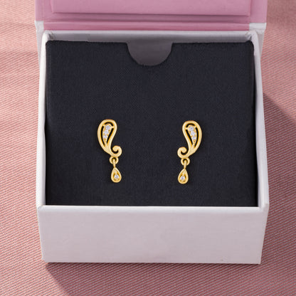 Pair of Golden Earrings with Diamonds