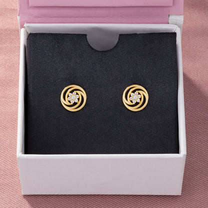 Pair of Golden Earrings with Diamonds