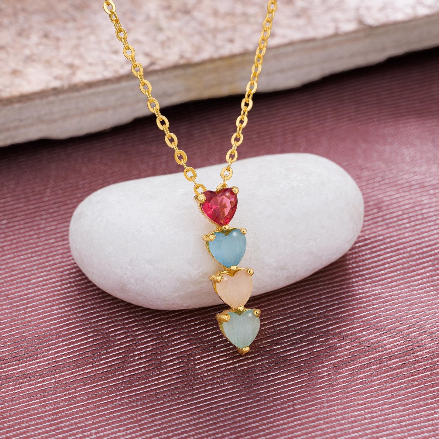 aurora multi heart necklace