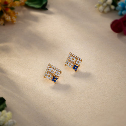 Golden Blue Enchantment Lattice Earrings