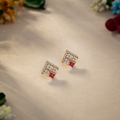 Golden Red Enchantment Lattice Earrings