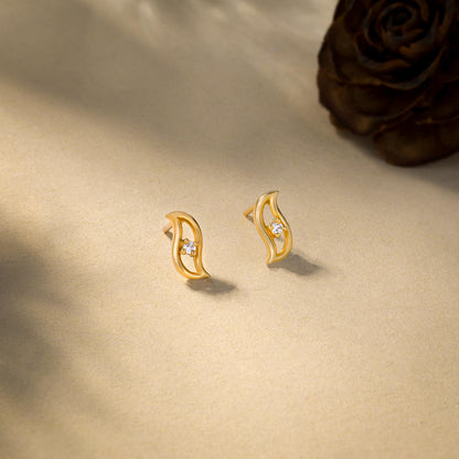 Golden Plated Earrings with Cubics