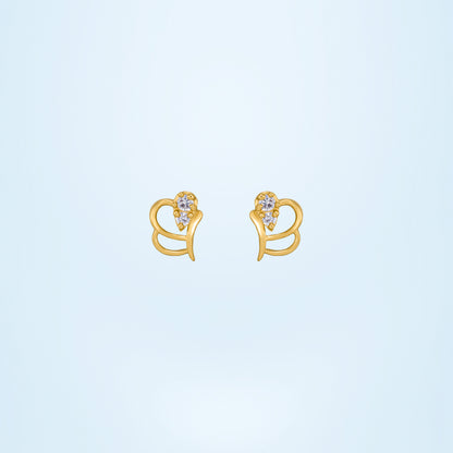 Pair of Golden Earrings with a Diamond