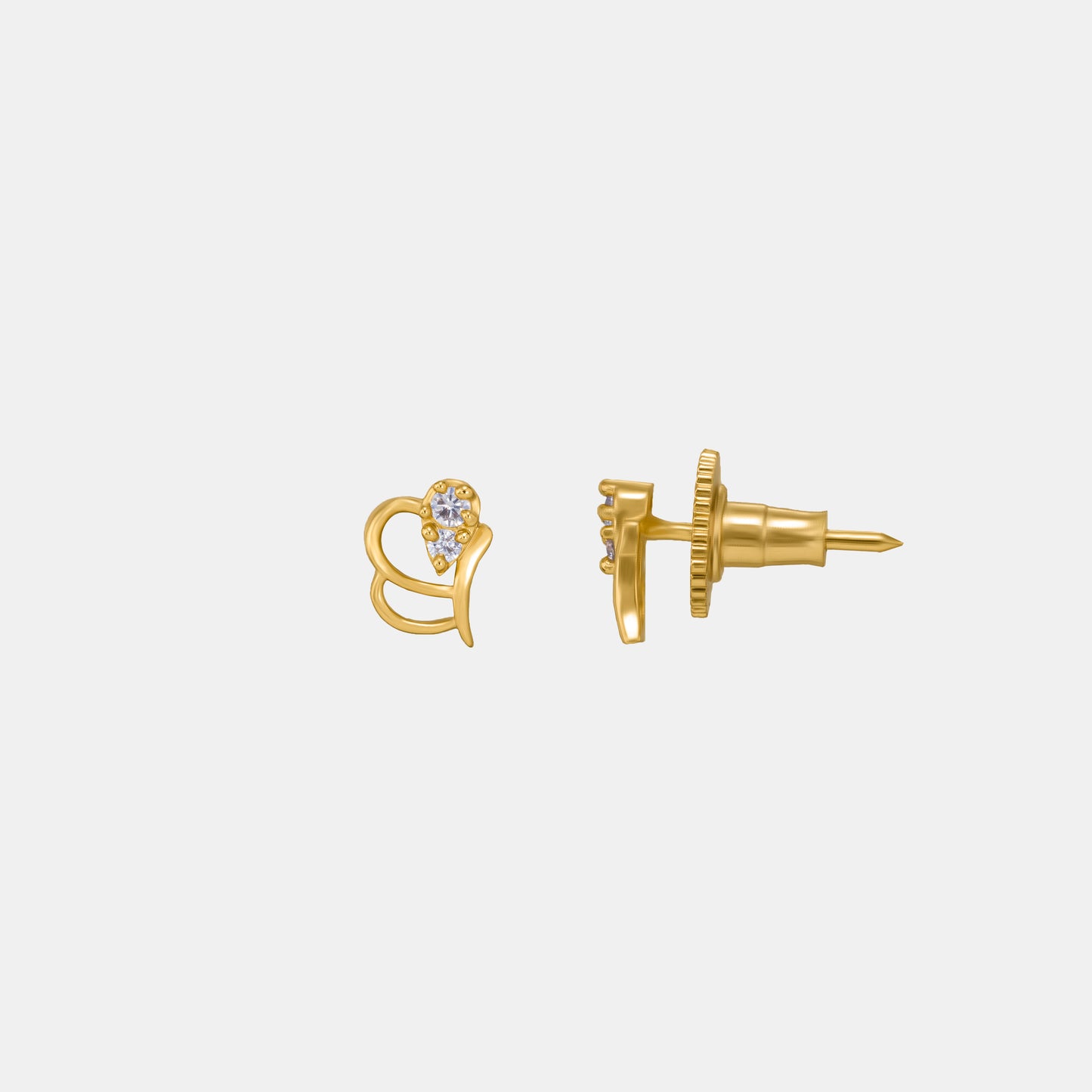 pair of golden earrings with a diamond