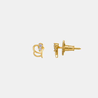 Pair of Golden Earrings with a Diamond