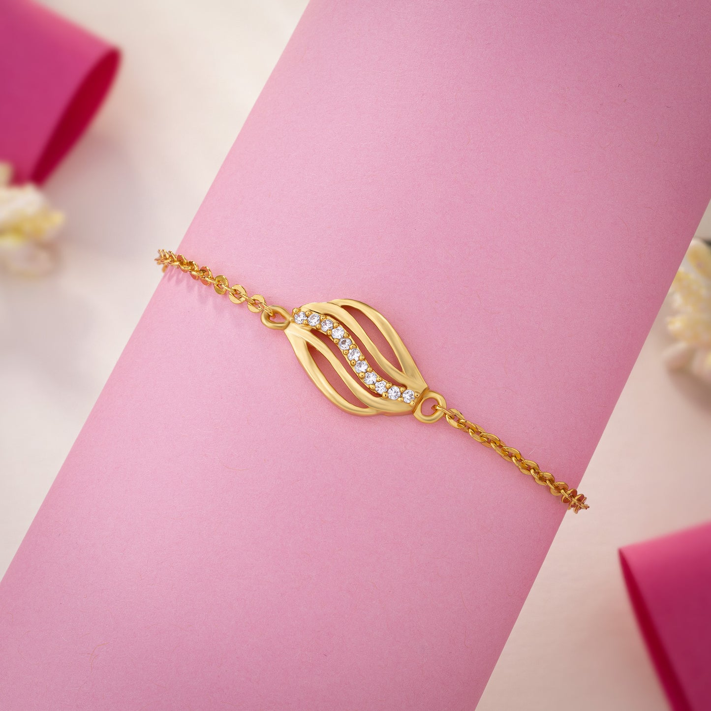 golden bracelet with a diamond accent