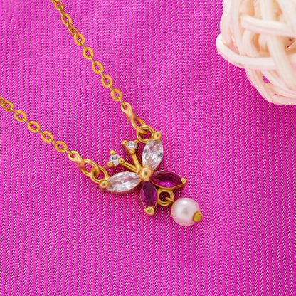 Golden Necklace with a Butterfly Pendant