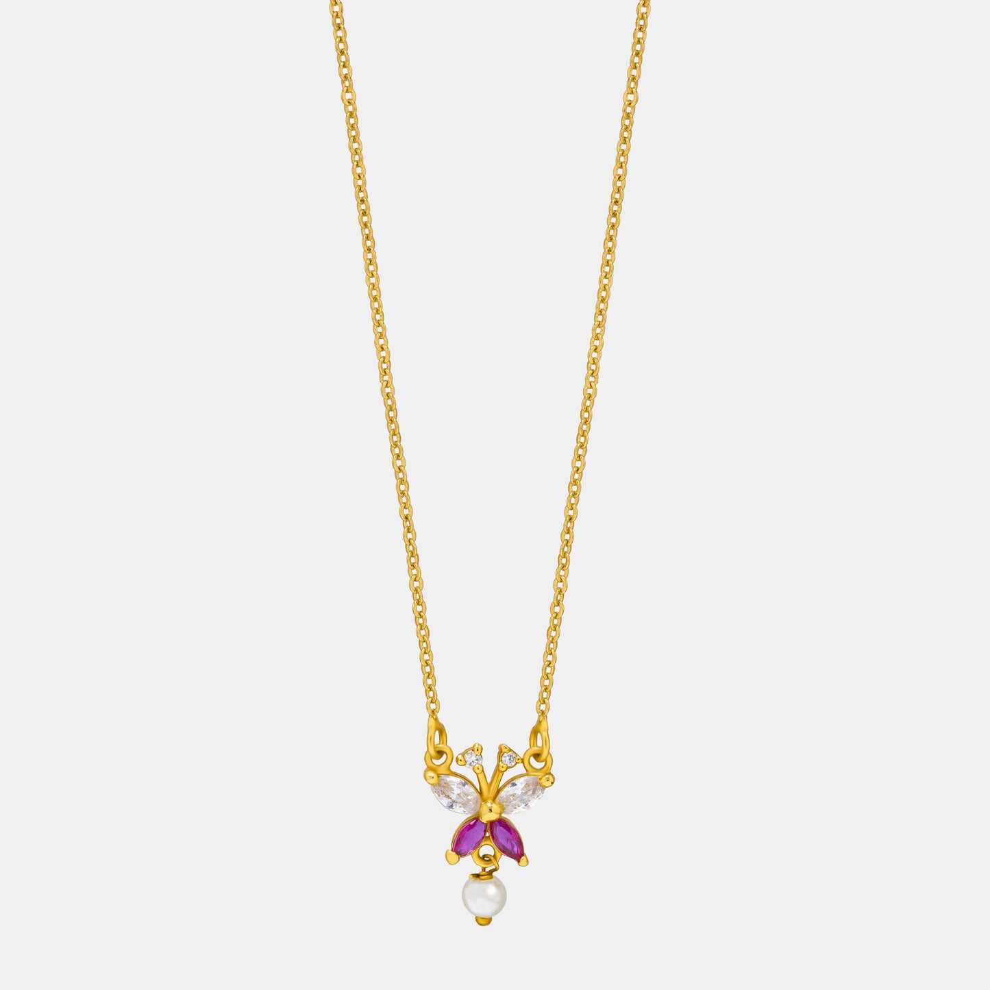 golden necklace with a butterfly pendant