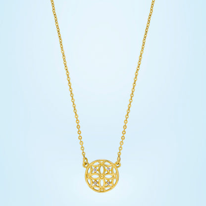 Golden Necklace with a Small Diamond on the Front