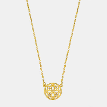 Golden Necklace with a Small Diamond on the Front