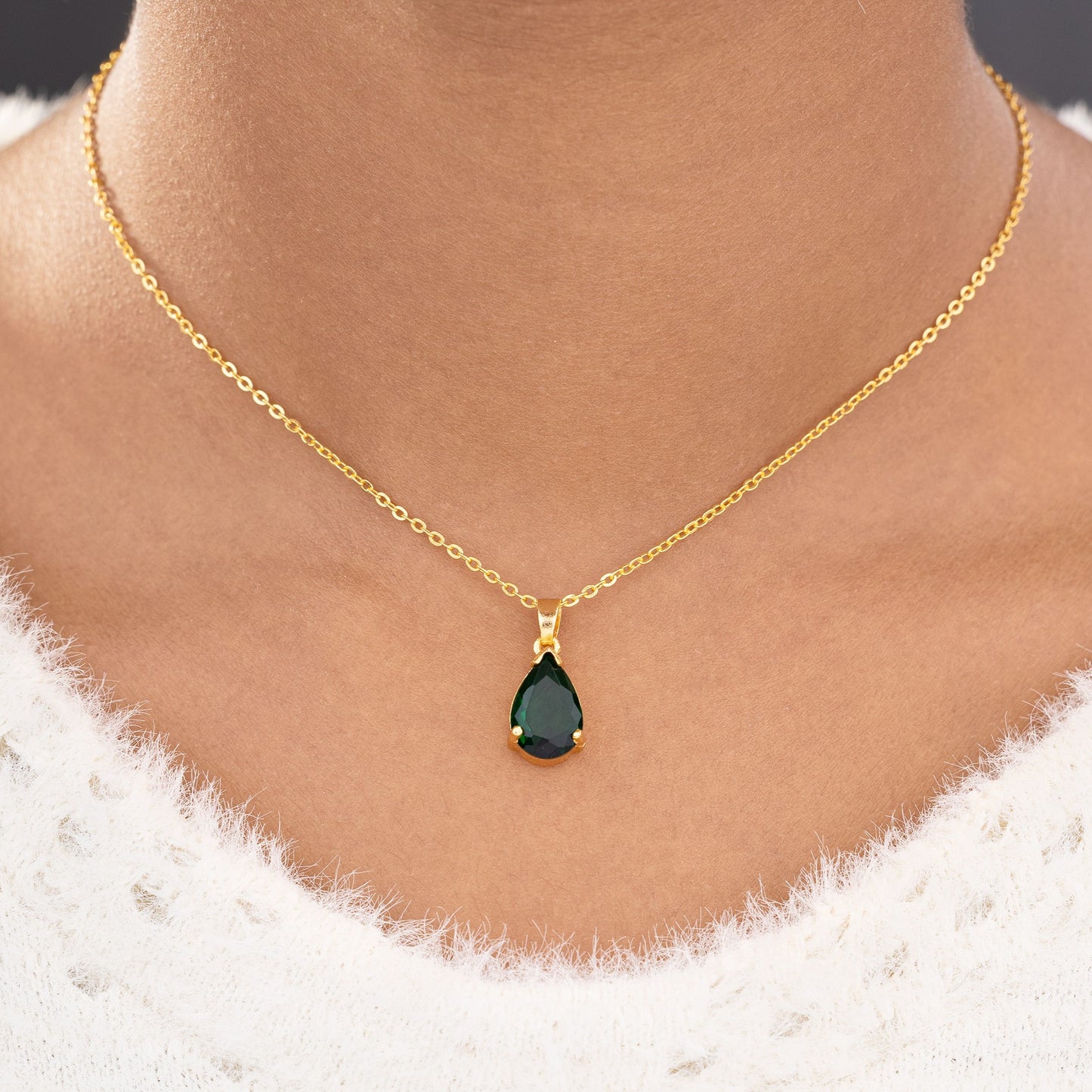 green tear pendant