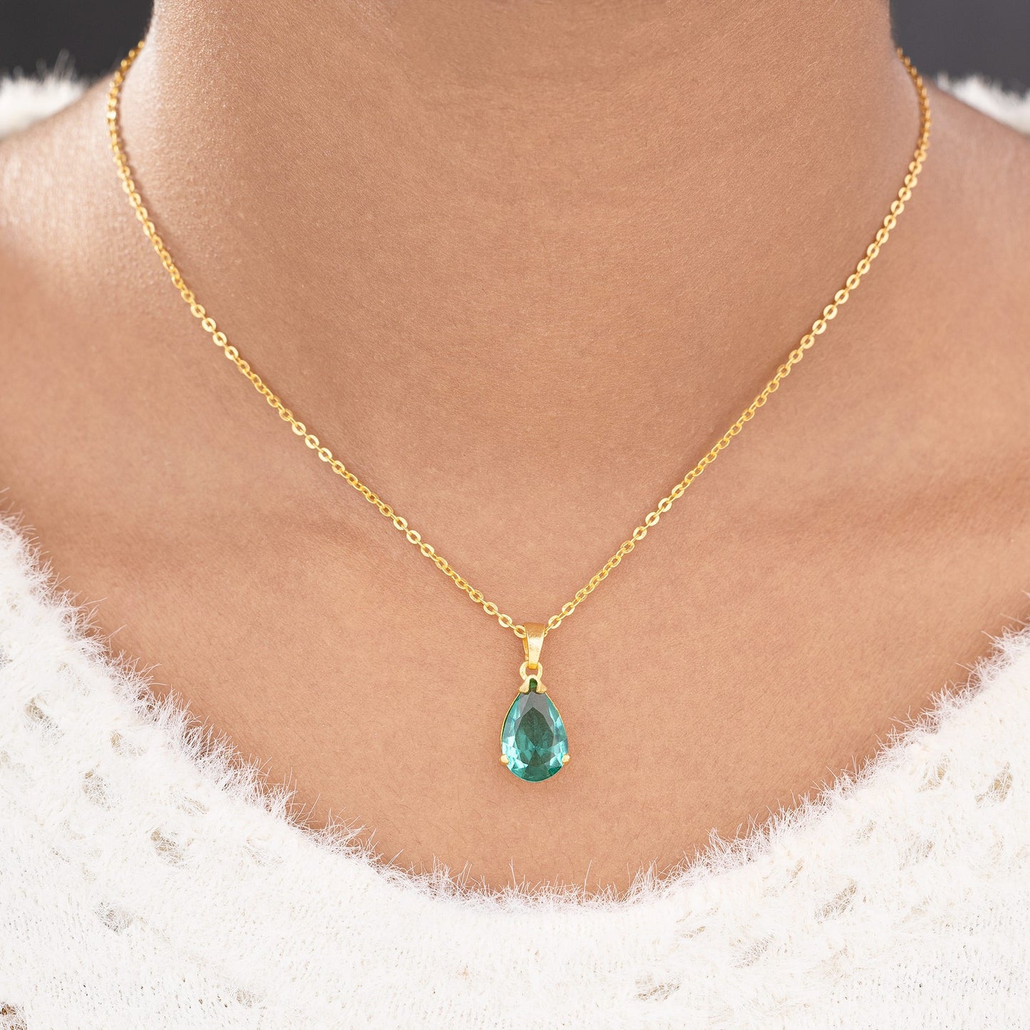 aqua green tear pendant