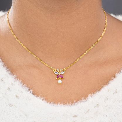 Golden Necklace with a Butterfly Pendant