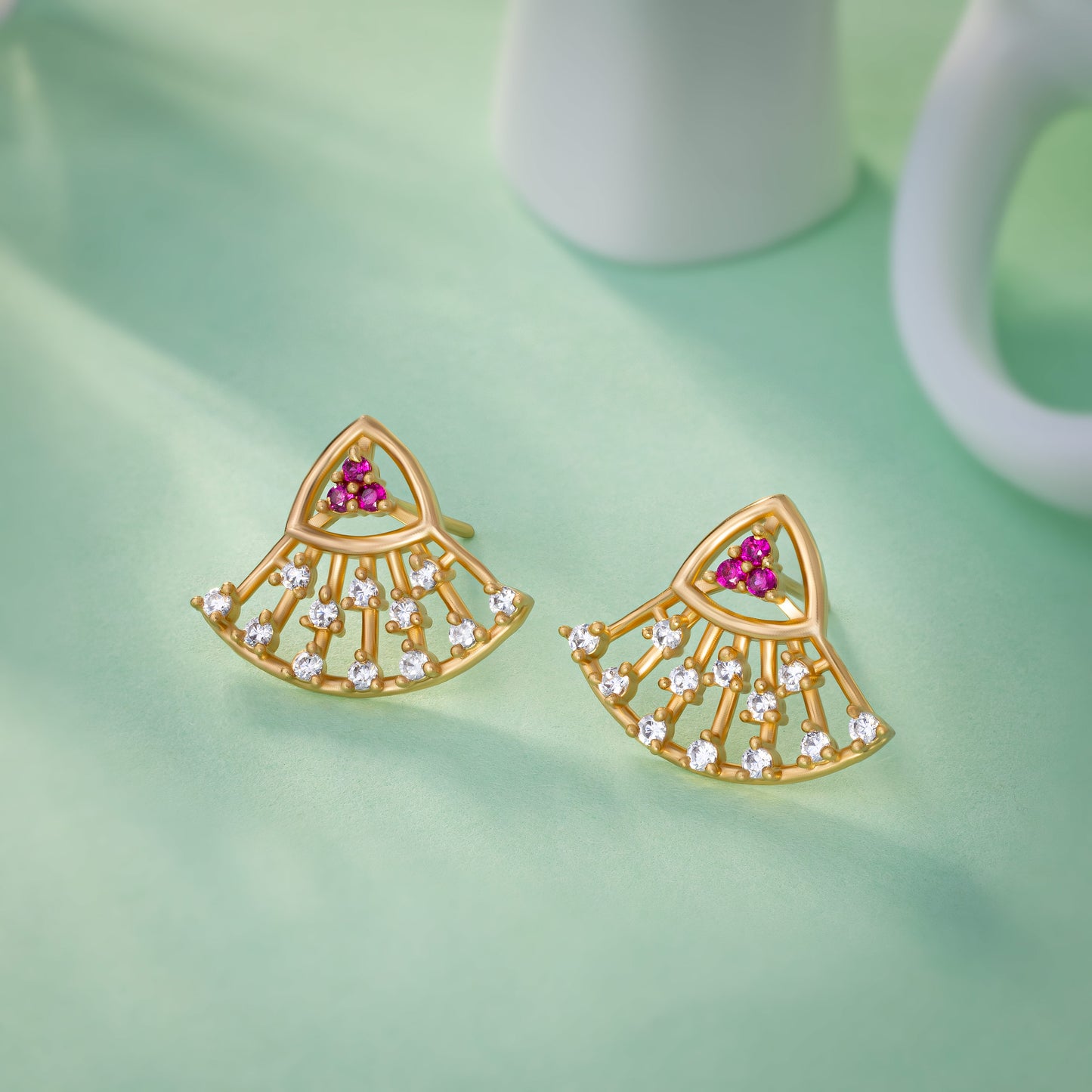 diamond fan earrings