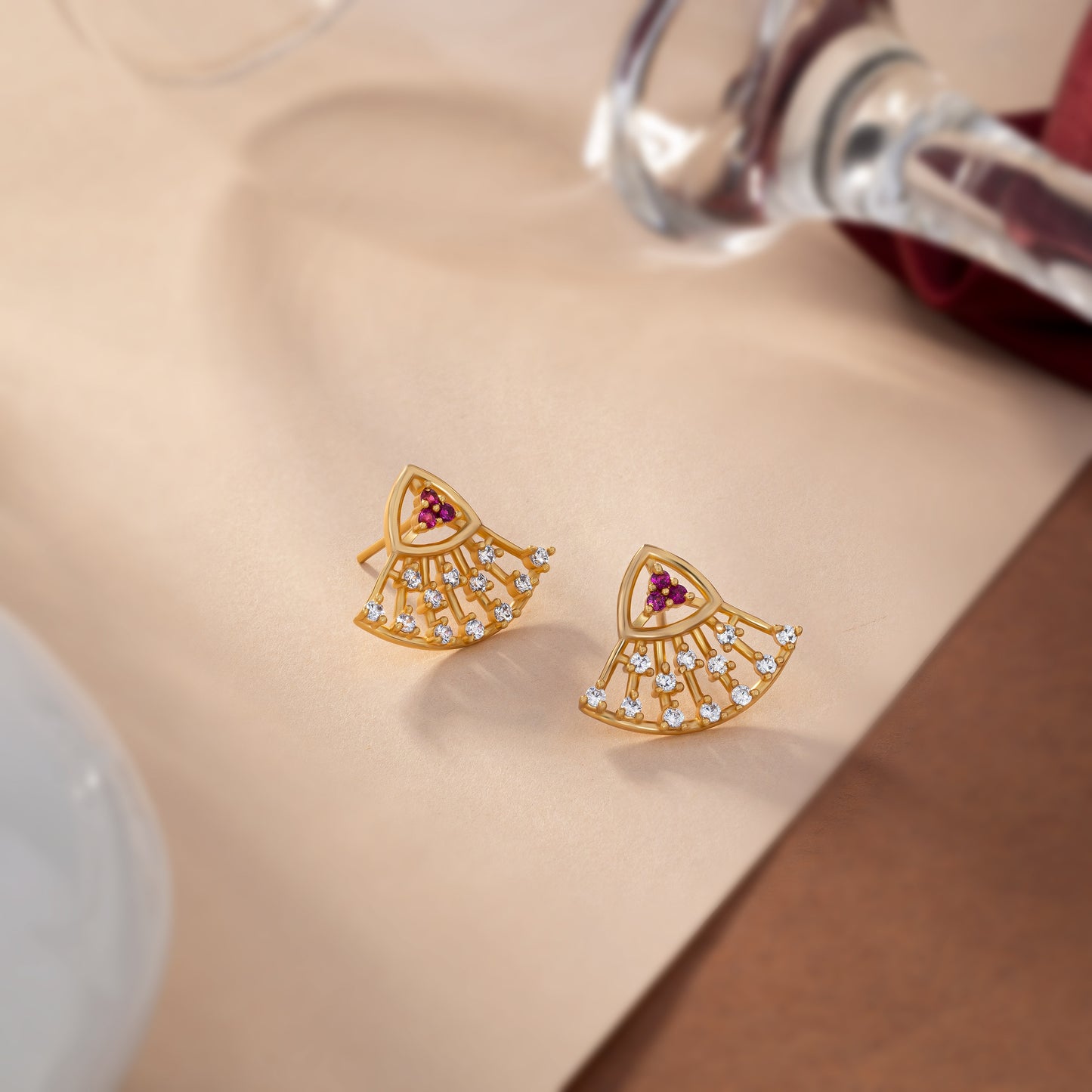 diamond fan earrings