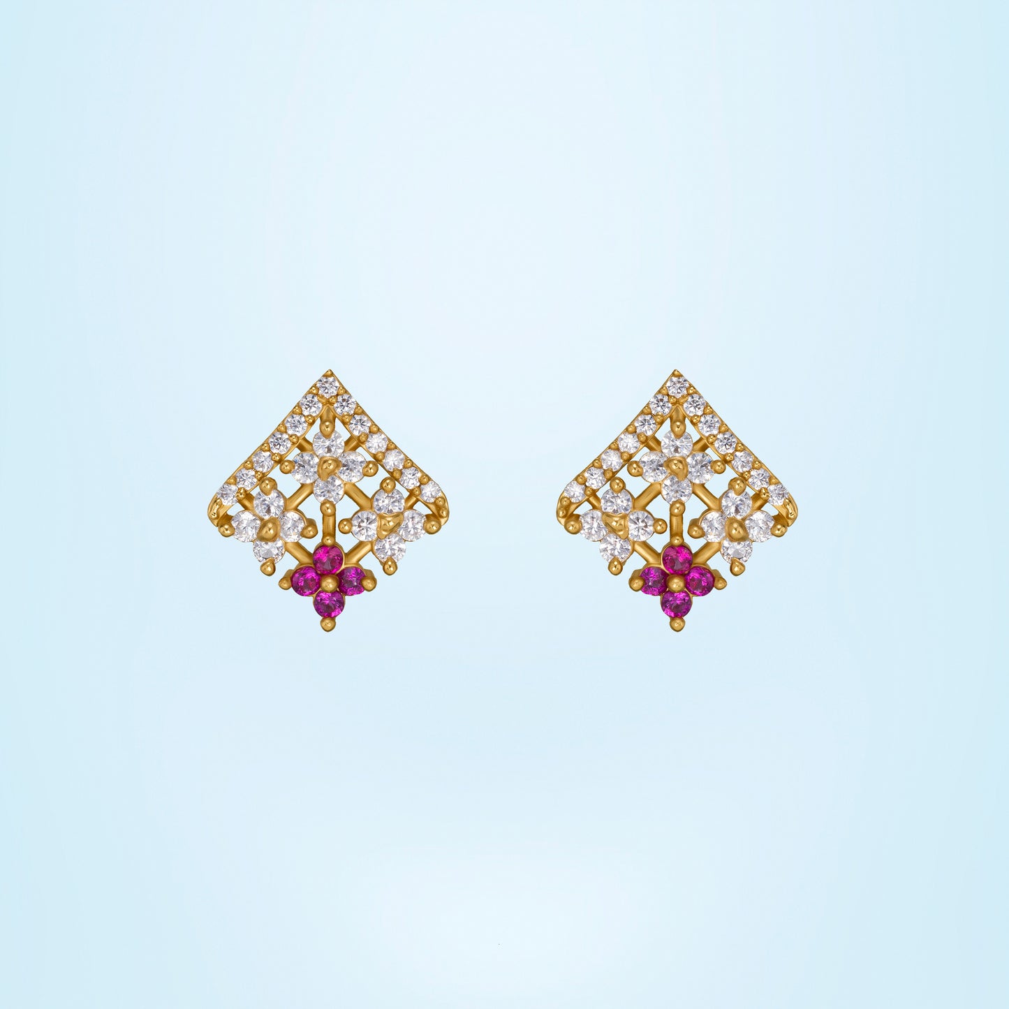 golden red enchantment lattice earrings