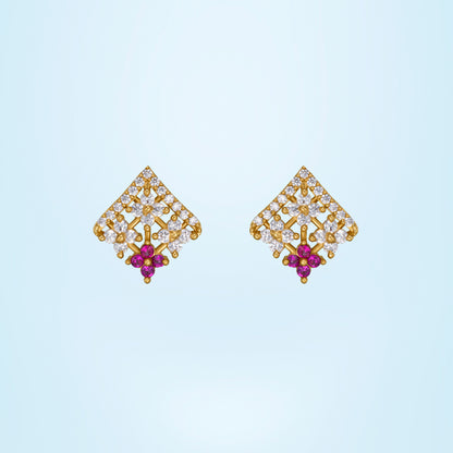 Golden Red Enchantment Lattice Earrings