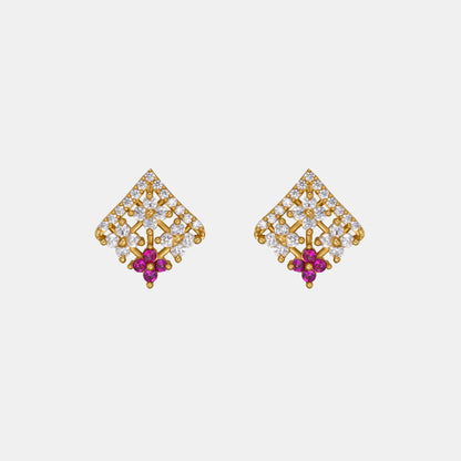 Golden Blue Enchantment Lattice Earrings