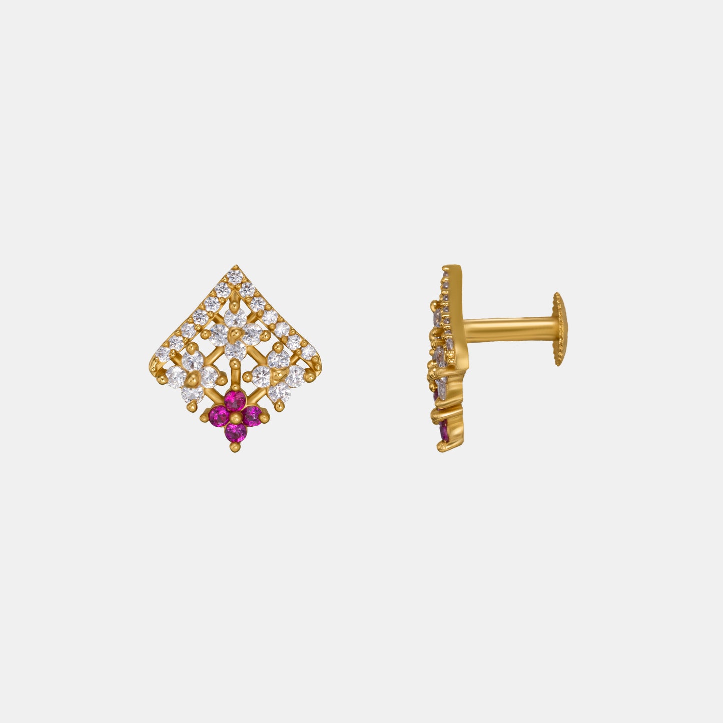 golden red enchantment lattice earrings