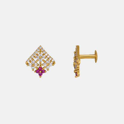 Golden Red Enchantment Lattice Earrings