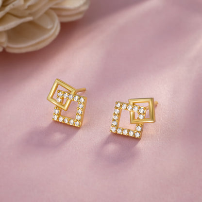 White Radiance Square Studs