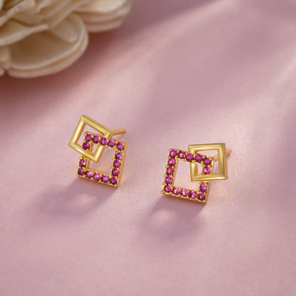 Red Radiance Square Studs