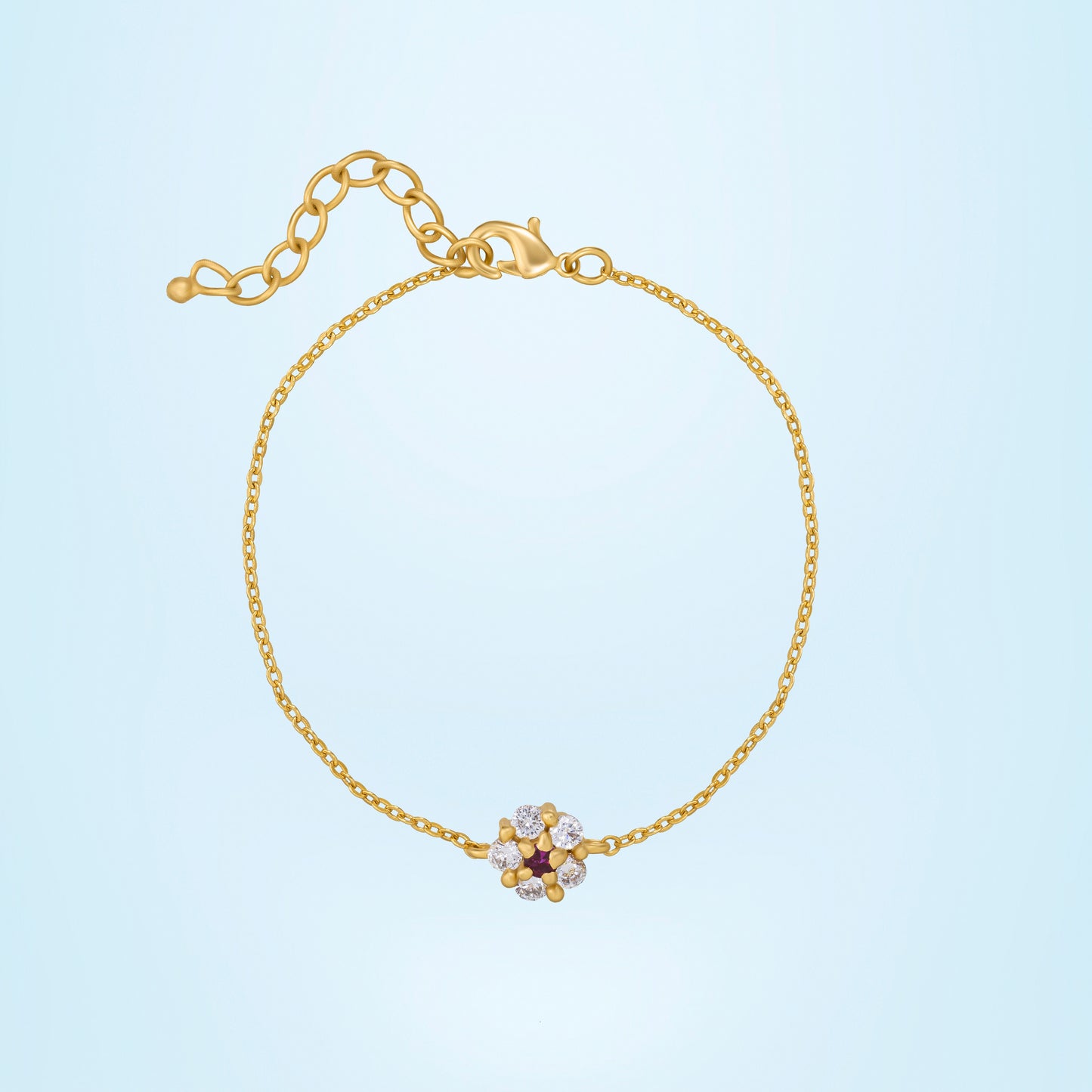 golden floral bracelet with diamond stone petals